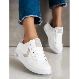SHELOVET Zapatillas de cuero ecológico blanco 3