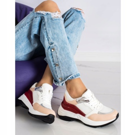 SHELOVET Zapatillas de deporte blancas y rosas con estilo blanco rosado 3
