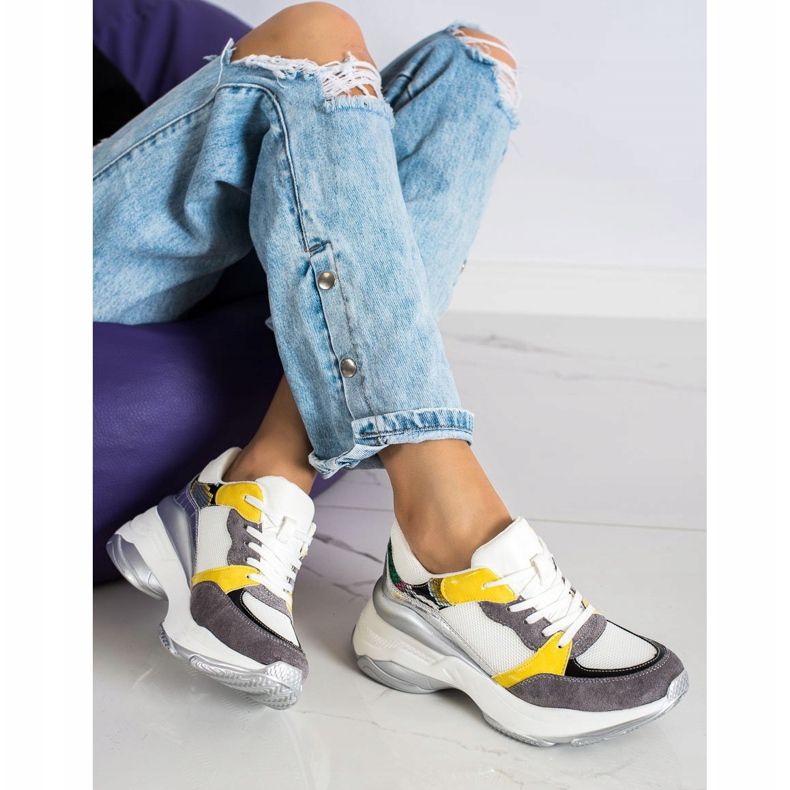 SHELOVET Zapatillas de deporte blancas y grises con estilo blanco 1