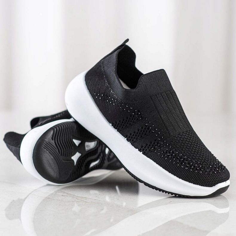 Renda Zapatillas slip-on con cristales negro 1