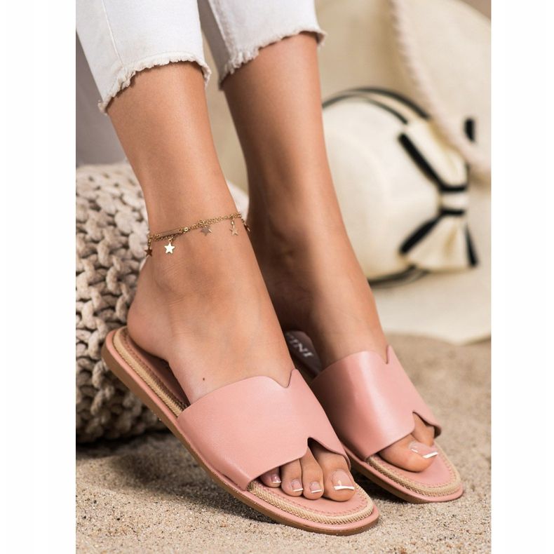 SHELOVET Pantuflas Elegantes de Piel Ecológica rosado 1