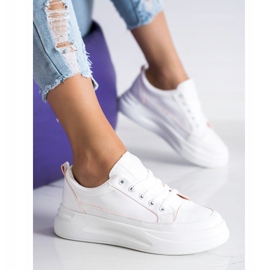 SHELOVET Zapatillas de moda en la plataforma blanco 2