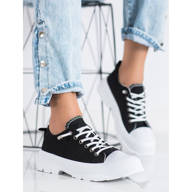 Sabatina Zapatillas de moda en la plataforma negro 1