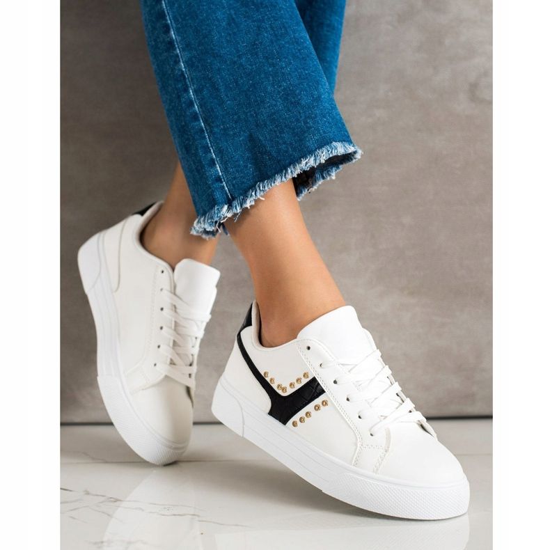 SHELOVET Zapatos atados con inserto negro blanco 2