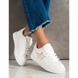 SHELOVET Zapatos atados con inserto beige blanco 2 SHELOVET Zapatos atados con inserto beige blanco 2