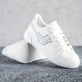 SHELOVET Zapatos atados con inserto azul blanco 1