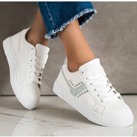 SHELOVET Zapatos atados con inserto azul blanco 4