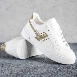 SHELOVET Zapatos atados con inserto verde blanco 3