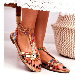 PS1 Sandalias de Mujer Elegante Naranja Oriental Brooke multicolor dorado 1