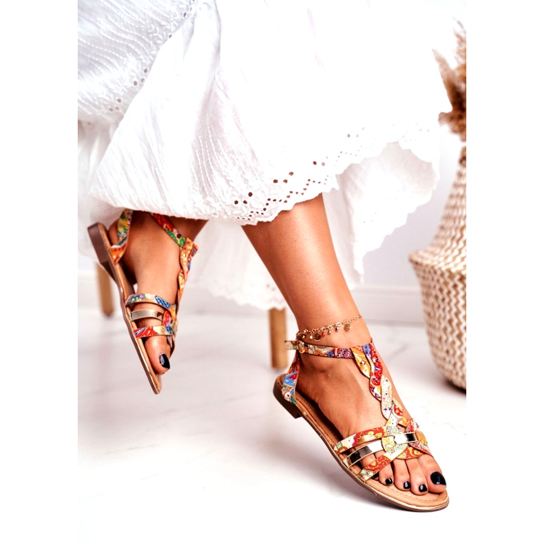 PS1 Sandalias de Mujer Elegante Naranja Oriental Brooke multicolor dorado 4