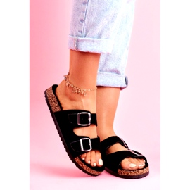 EVE Pantuflas De Mujer En Corcho Con Hebillas Negro Si Señor 1