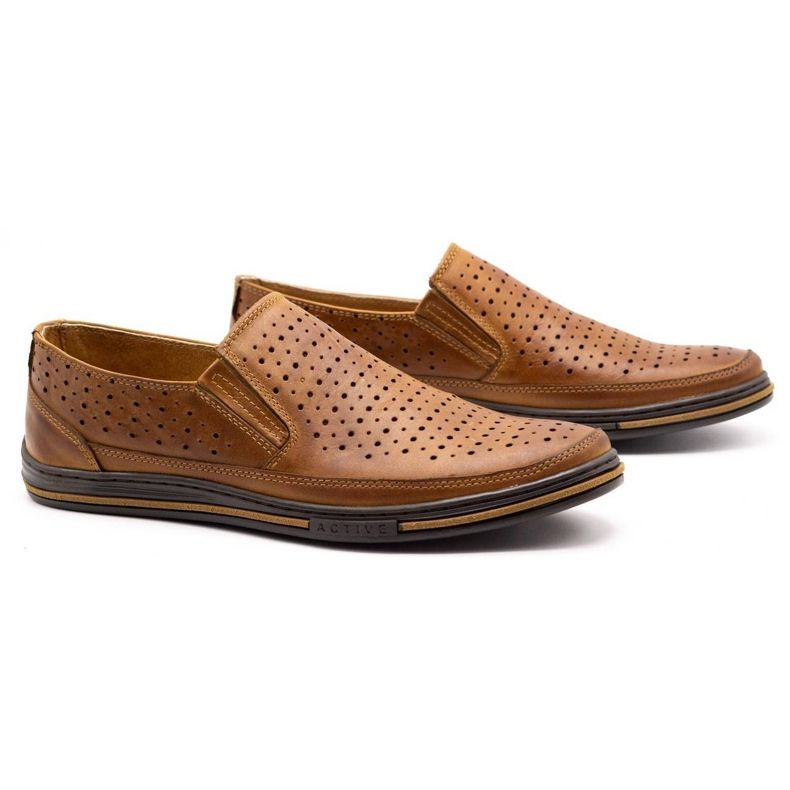 Polbut Zapatos de hombre calados 2107P camel marrón 2