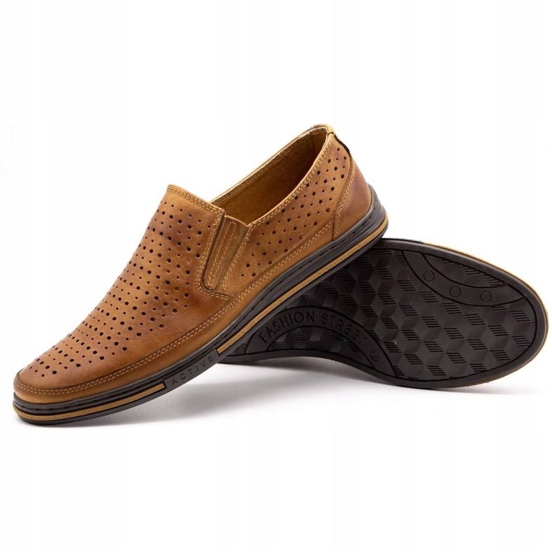Polbut Zapatos de hombre calados 2107P camel marrón 3