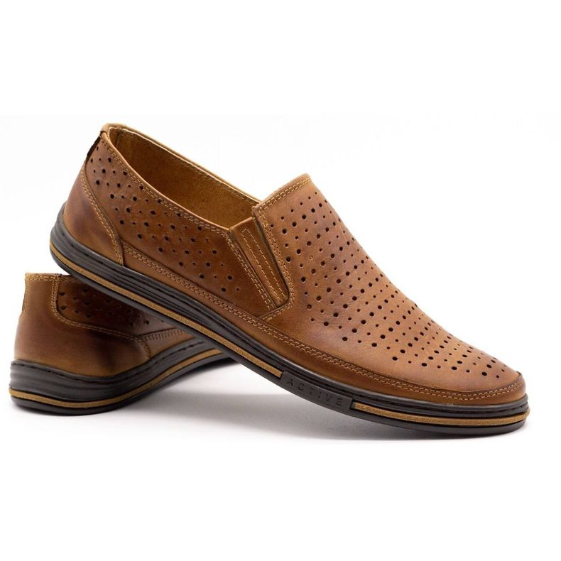 Polbut Zapatos de hombre calados 2107P camel marrón 4