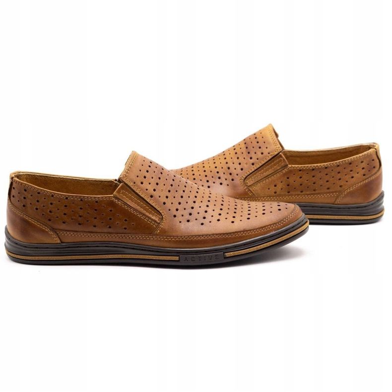 Polbut Zapatos de hombre calados 2107P camel marrón 5