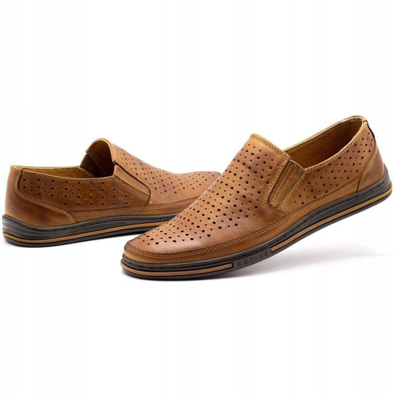 Polbut Zapatos de hombre calados 2107P camel marrón 6