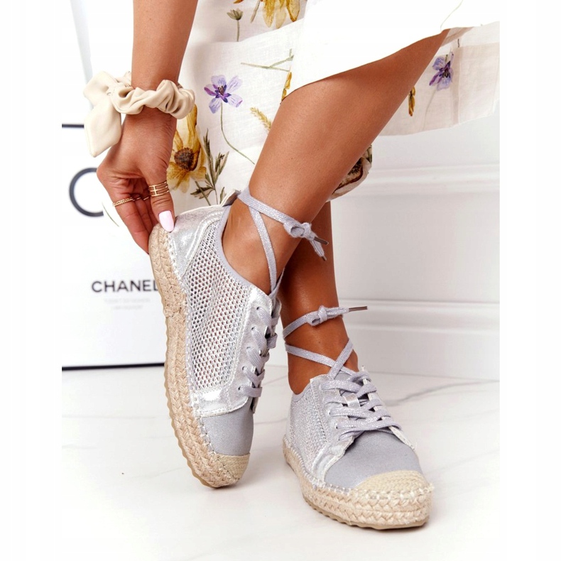 S.Barski Alpargatas Caladas Con Cordones S. Barski L17704 Plata 3