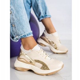 Melisa Zapatillas clásicas atadas beige dorado 3