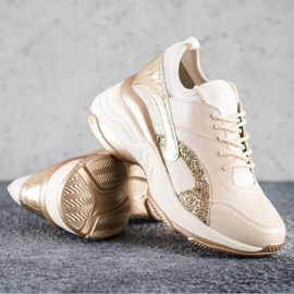 Melisa Zapatillas clásicas atadas beige dorado 2