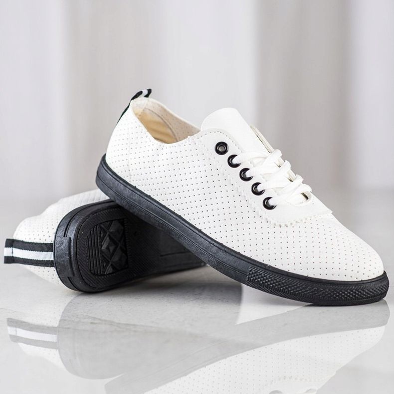 SHELOVET Zapatillas caladas en la plataforma negra blanco 1