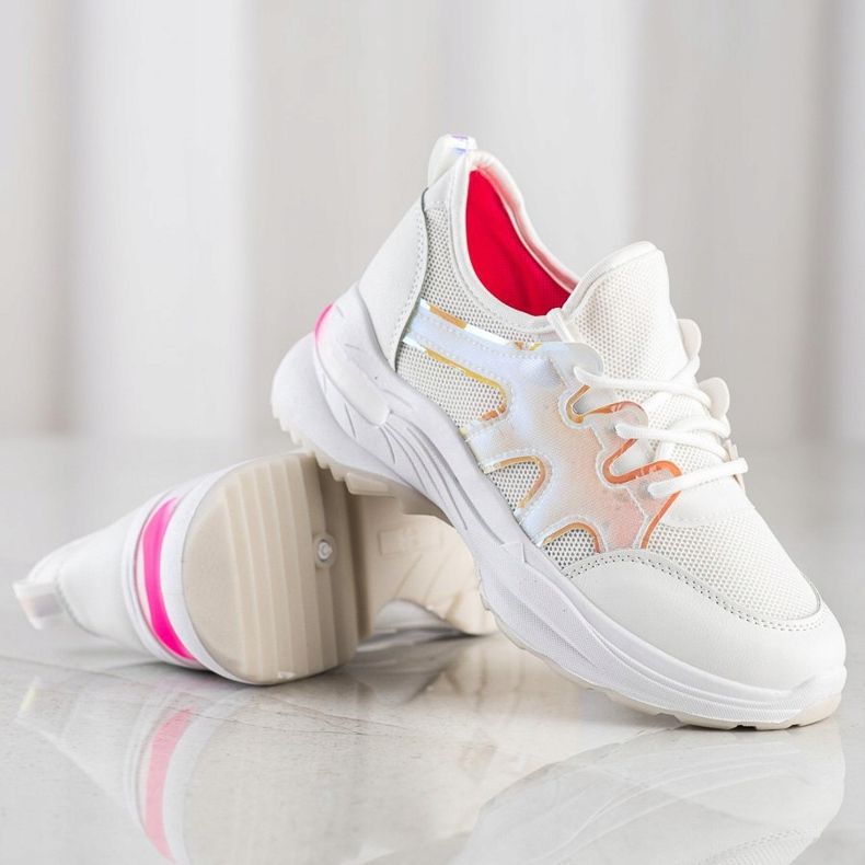 SHELOVET Zapatillas blancas con malla blanco 1