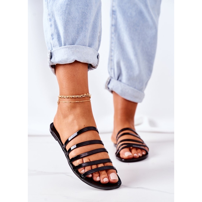 Pantuflas Planas De Goma Negra Travel With Me negro 1