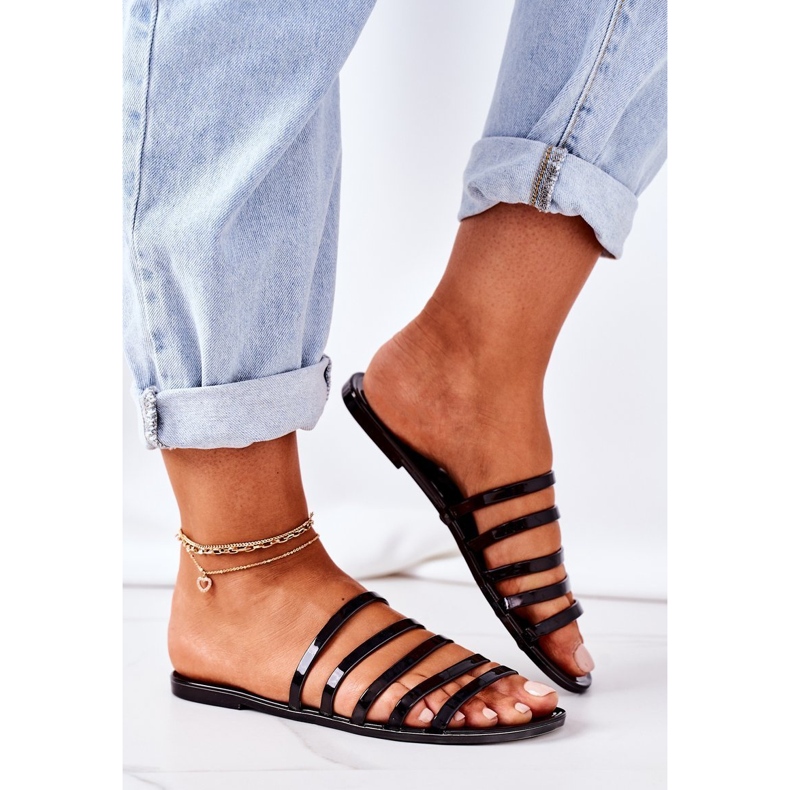 Pantuflas Planas De Goma Negra Travel With Me negro 2