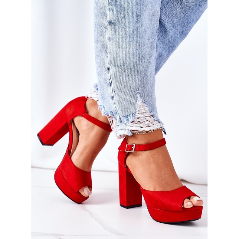 PW1 Sandalias de ante en una barra roja Silvia rojo 1