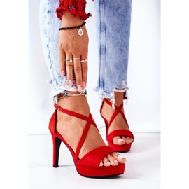 PW1 Sandalias de gamuza en un tacón alto rojo de Lizzy 1