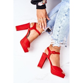 PW1 Sandalias de gamuza en una barra roja Camilia rojo 1