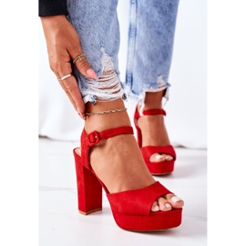 PW1 Sandalias de gamuza en una barra roja Camilia rojo 2