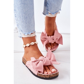 PS1 Pantuflas de pana rosa en verano de corcho rosado 3