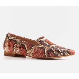 Marco Shoes Bailarinas lordsy de cuero - patrón de piel de serpiente rojo 1