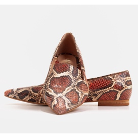 Marco Shoes Bailarinas lordsy de cuero - patrón de piel de serpiente rojo 3