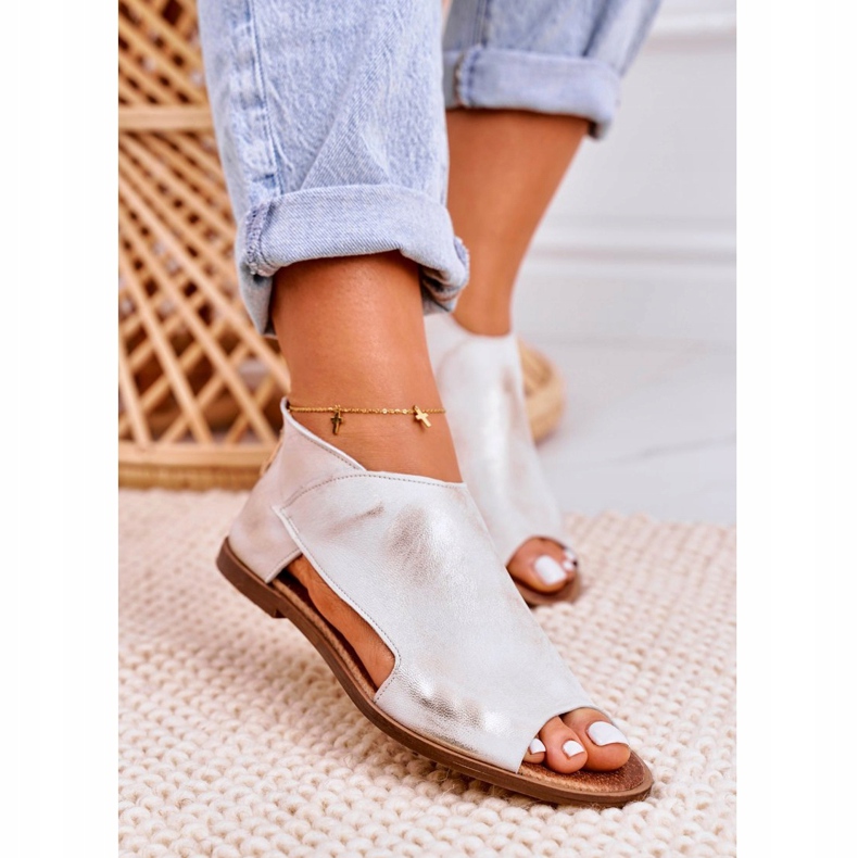 Nicole Sandalias Planas Mujer Piel Blanca Natalie blanco dorado 3