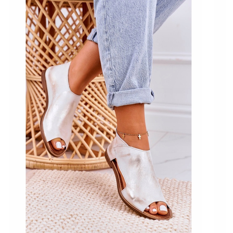 Nicole Sandalias Planas Mujer Piel Blanca Natalie blanco dorado 4