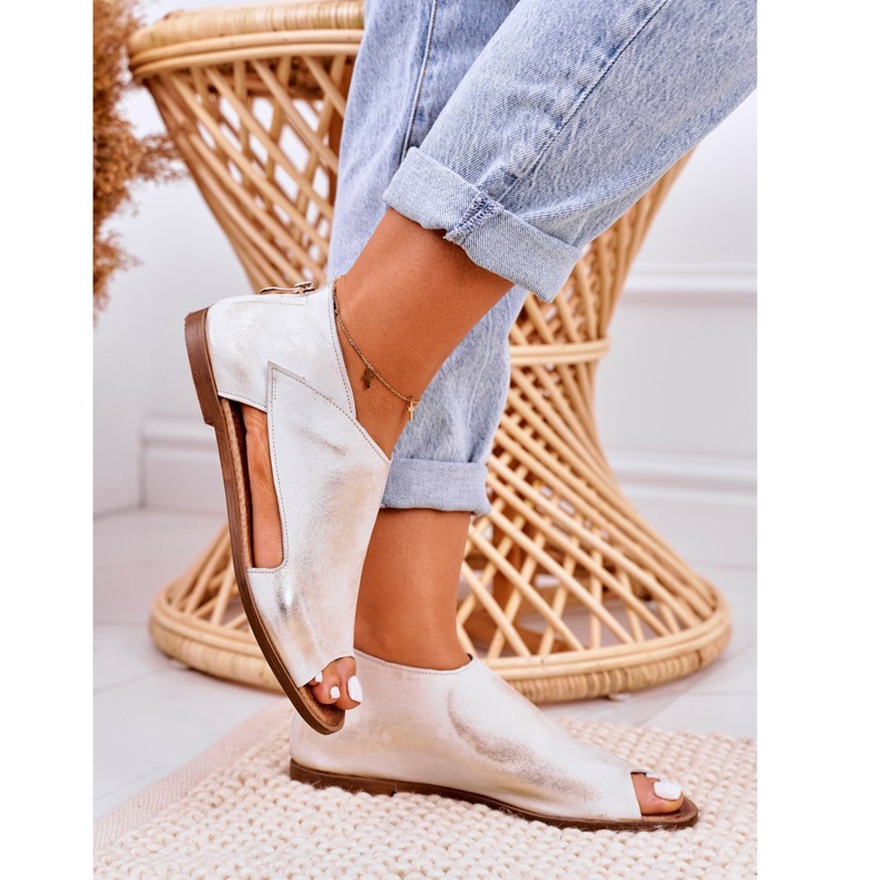 Nicole Sandalias Planas Mujer Piel Blanca Natalie blanco dorado 5