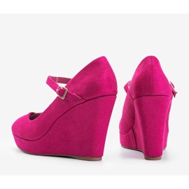 Bombas de cuña rosa alta rosado 2