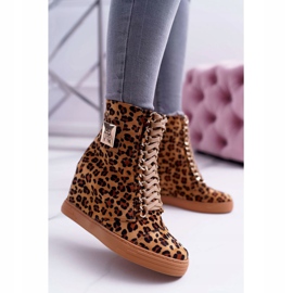 Zapatillas de Mujer Lu Boo Gold Chain Suede Leopard Monica beige marrón 2