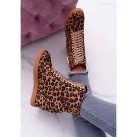 Zapatillas de Mujer Lu Boo Gold Chain Suede Leopard Monica beige marrón 3