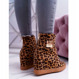Zapatillas de Mujer Lu Boo Gold Chain Suede Leopard Monica beige marrón 4