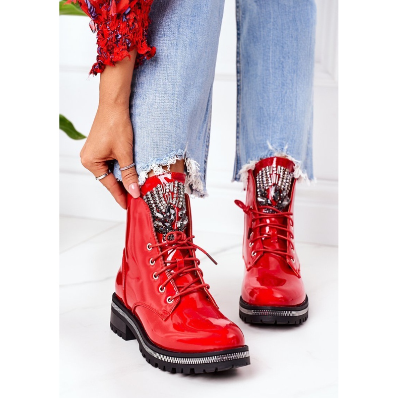 PS1 Trabajadores Cálidos Lacados Con Zirconia Cúbica Atención Roja rojo 2