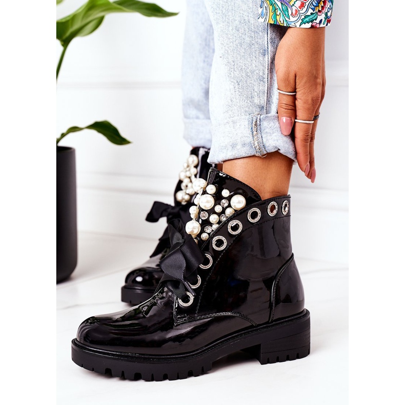 Trabajadores Cálidos Lacados Con Perlas Perla Negra negro 2