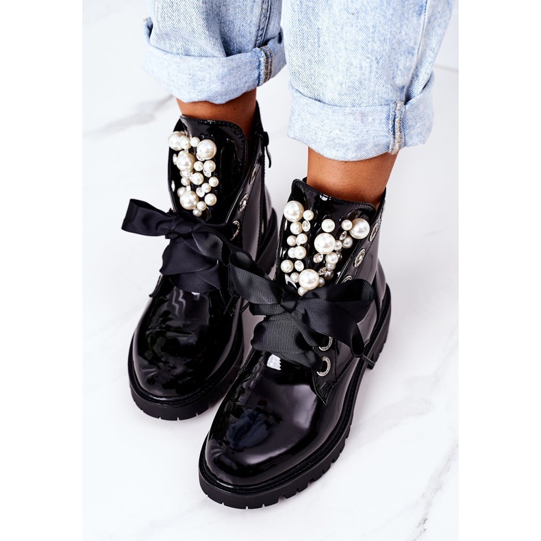 Trabajadores Cálidos Lacados Con Perlas Perla Negra negro 1