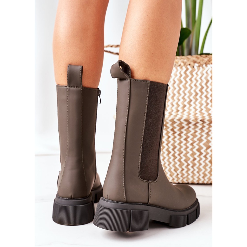 PS1 Botas cálidas Las botas de Jodhpur verde oscuro deben tener marrón 2