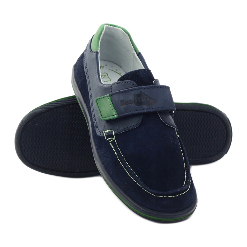 Zapatos niño piel con velcro RenBut 4249, azul marino 3