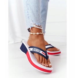 Chanclas de mujer con cuña Big Star HH274A093 Blanco azul marino 1