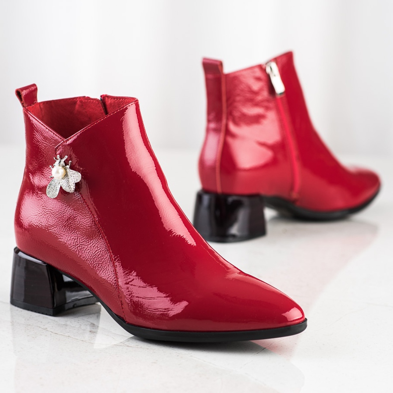 ARTIKER Botas de cuero elegantes con adorno. rojo 1
