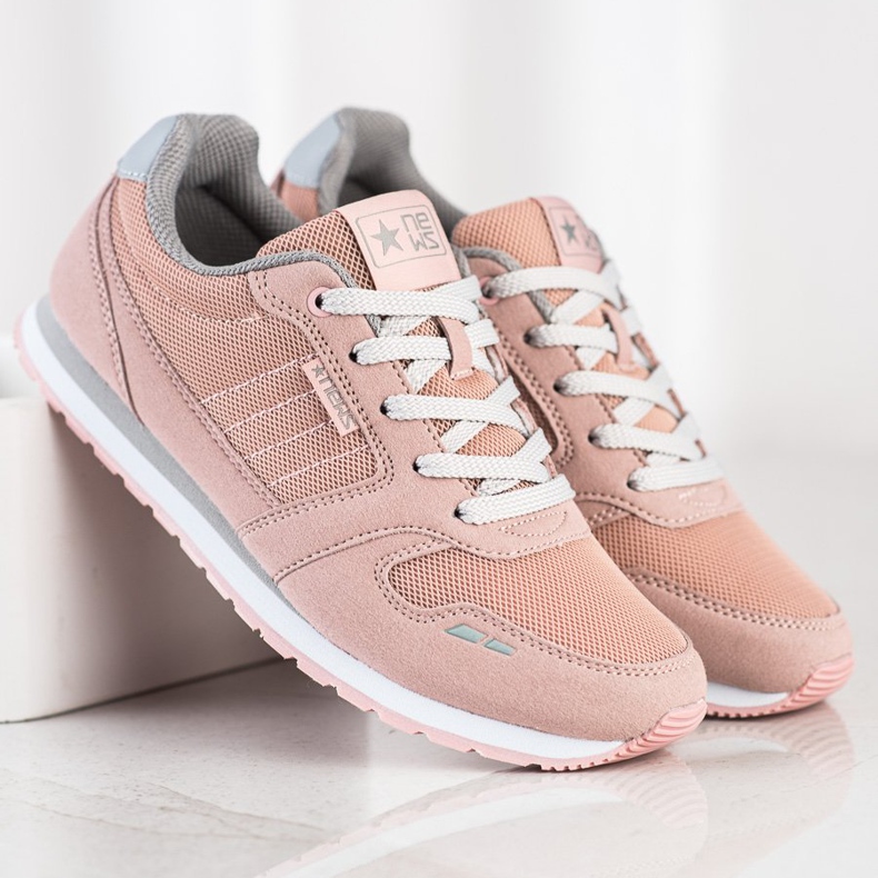 SHELOVET Zapatos deportivos ligeros con malla rosado 1