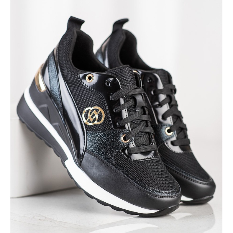 Evento Zapatillas de cuña de moda negro 1 Evento Zapatillas de cuña de moda negro 1